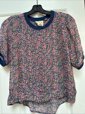 anthropologie Floral Short-Sleeve Top